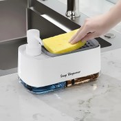 Resim 1 set 4'ü-1 Arada Mutfak & Banyo Düzenleyici Set: Sünger Tutuculu Sabunluk, Lavabo Tezgahı için Bulaşık Yıkama Sıvısı Pompası - Elektrik Gerekmez 