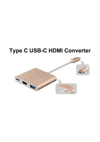 Resim Apple Uyumlu MacBook Usb 3.1 (Type-C) To Hdmi + Usb 3.0 Çevirici Kablo 