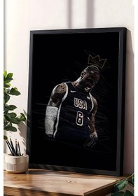 Resim Lebron James Portre Çerçeveli Tablo Nba Basketbol - Estetik Poster 