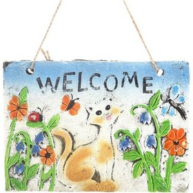 Resim ASILABİLİR BALKON VE BAHÇE SÜSÜ HOŞGELDİN KEDİLİ 21X16X1,2CM Diğer 