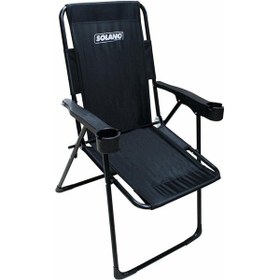 Resim Katlanır Kamp Sandalyesi Plaj-piknik Sandalyesi Siyah 