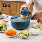 Resim LDQ 12'li Çok Fonksiyonlu Sebze Doğrayıcı - Havuç, Patates, Soğan, Salatalık için Mutfak Mandolini | Rende, Dilimleyici ve Küp Kesici ile Kap | BPA İçermeyen, Kolay Temizlenir, Yer Tasarrufu Sağlar 