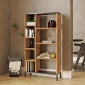Resim Robin Home Troya Serisi 5 Raflı Kitaplık Metal Ayaklı Çam - Gri 