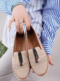 Resim Nesil Shoes Ayzen 174 Vizon Taba Delikli Anatomik Kadın Ayakkabı 