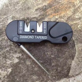 Resim 1parça Tungsten Çeliği Elmas Tapered Bileyici, Ambidextrous V-Grind Clip Point, Hafif, Çok Fonksiyonlu Manuel Hızlı Bileyici, Outdoor Kamp ve Yürüyüş için, Metal Uyumlu, Magnezyum Çubuğu/Çakmak Taşlı Değil 