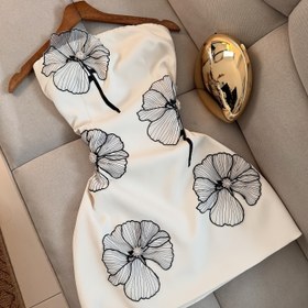 Resim Kadınlar İçin Zarif Tek Omuz/Babet Askılı Elbise - Resmi Parti & Günlük Kombin, Minimalist Çiçek Desenli Vücutta Oturan Kesim, Kadınlar İçin Tüm Sezon Şık Abiye Elbise, Çok Yönlü Moda, Sofistike Stil, Pürüzsüz Kumaş 