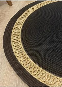 Resim Moderin,Hasır/Jüt. Desenli, Dekoratif, Kilim, Salon,mutfak Halısı. Çeyizlik, Hediyelik, Ev Eşyası 150 x 150 siyah-01 