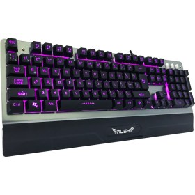 Resim Rush RK701 Metal Mekanik Hisli Işıklı Oyun Oyuncu Klavyesi Gamer 