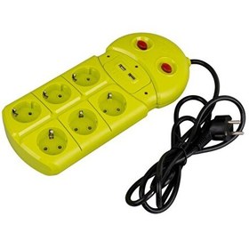 Resim VEA VE-970USB 2xUSB'li 1.5 Metre 6'lı Akım Korumalı Grup Priz 