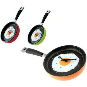 Resim Tava Konseptli Duvar Saati Altın - Kırmızı 