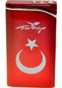 Resim Kişiye Özel HDMARKETİM REZİSTANSLI RÜZGARDA SÖNMEZ METAL TÜRK BAYRAKLI ÇAKMAK ULTRA INCE 5833 