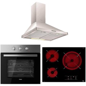 Resim Teka İnox Elektirikli Ankastre Set (DF 60 Davlumbaz - TT 6315 Ocak -HE 715 SS Fırın) 