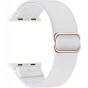Resim Cloud011 Esnek Naylon Solo Loop 38-42mm İwatch Ultra 11 10 Uyumlu Beyaz Spor Bileklik 