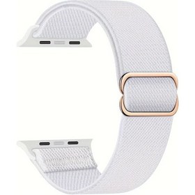 Resim Cloud011 Esnek Naylon Solo Loop 38-42mm İwatch Ultra 11 10 Uyumlu Beyaz Spor Bileklik 