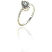 Resim Gümüş Zirkon Taşlı Elmas Montürlü Damla Yüzük (536541551) 