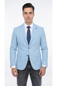 Resim Plus Scorpion Slim Fit Mikro Desenli Erkek Ceket Yazlık Pike Kumaş Çift Yırtmaç Blazer 