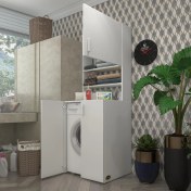 Resim Kenzlife çamaşır makinesi dolabı kasparov byz 180*066*55-20 banyo kapaklı arkalıksız 