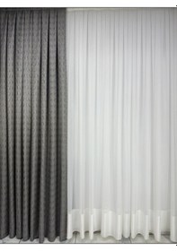 Resim Labirent Desen Antrasit Fon Perde 1/3 Sık Pile Antrasit 