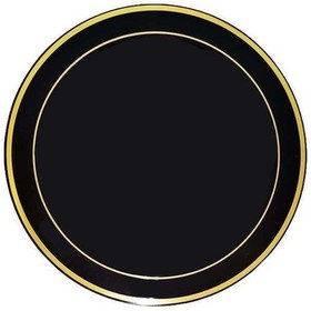 Resim Plastik Gold Renk İşlemeli Siyah Tabak 19 Cm - 6 Adet 