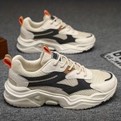Resim Erkek Retro Renk Bloklu Sneaker'lar - Kalın Taban, Gece Yansıtıcı Malzeme ile Bağcıklı Koşu Ayakkabıları, Açık Hava Eğlencesi için Rahat EVA Taban, Düşük Top Tasarım, Nefes Alabilen Mesh Üst 