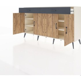 Resim Hyperion Konsol 4 Raflı 2 Çekmeceli 4 Kapaklı 176x44x99 Aytaşı-ça Aytaşı-çam/antrasit 