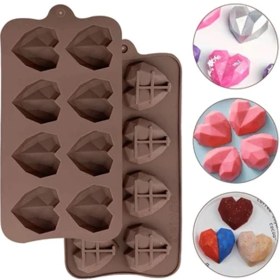 Resim Tahtakale Toptancı Silikon Kalıp Kristal Şekilli Kalp Kalıbı 8 Li 