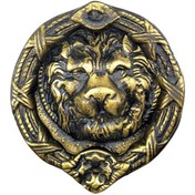 Resim Skygo Antika Tarz Dekoratif Pirinç Aslan Kapı Tokmağı, Taktak - 185 mm, Antik 