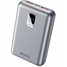 Resim YESIDO YP47 20.000 mAh Dijital Göstergeli 22.5W USB3.0 ve 20W Type-C Çıkışlı PD Hızlı Şarj Powerbank - Gri 
