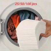 Resim 25/50/100 adet Renk Tutucu Çamaşır Levhaları - Boya Tutucu ve Anti-Transfer Yıkama Kağıdı, Karışık Yıkanmalar için Ücretli Koruma 