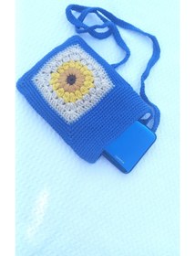 Resim Atolye Ferda El Örgüsü Telefon Çantası (ay Çiçeği Model) 