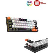 Resim Everest Parley Beyaz/ Siyah Rainbow Aydınlatmalı Türkçe Q RED Switch Kablolu Mekanik Gaming Oyuncu Klavyesi 