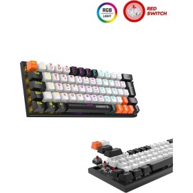 Resim Everest Parley Beyaz/ Siyah Rainbow Aydınlatmalı Türkçe Q RED Switch Kablolu Mekanik Gaming Oyuncu Klavyesi 