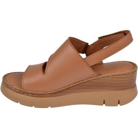 Resim Beety Hakiki Deri Dolgu Taban Kadın Sandalet Bee-1127 Taba Taba 