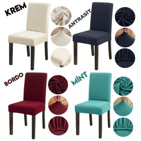 Resim Bambu Nano Kumaş Likralı Yıkanabilir 6'Lı Sandalye Kılıfı 