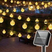 Resim 1 set 20/30/50/100 LED bahçe ışıkları, kristal top dizisi, güneş enerjili perde ışıkları, 8 aydınlatma modu, avlu, bahçe, teras, balkon ve düğün süslemesi için uygun, Noel için en ideal 