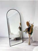 Resim Ersan Dizayn Metal Çerçeve Ayaklı Boy Aynası Siyah 70 x 180 CM Siyah 