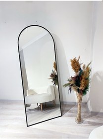 Resim Ersan Dizayn Metal Çerçeve Ayaklı Boy Aynası Siyah 70 x 180 CM Siyah 