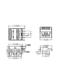 Resim Ic-265e Usb İkili 2.0 Şase A Tip Dişi 90 Siyah 