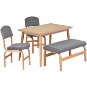 Resim VİLİNZE Ege Sandalye Ve Bank Avanos Ahşap Mdf Mutfak Masası Takımı - 70x120 Cm 