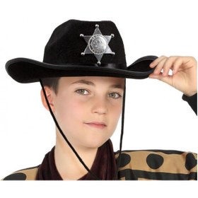 Resim AyrStore Çocuk Kovboy Şapkası Sheriff Şapkası Siyah Renk 