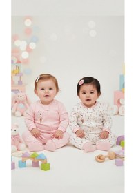 Resim Kidaxi Baskılı 2'li Kız Bebek Tulum Seti 3-24 Ay Kd53128 Pembe 