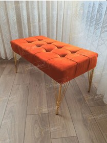 Resim Modern Dilim Puf Ayakucu Puf Gold Metal Ayak 100 45 Vizon 