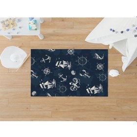 Resim Denizci Desen Dijital Baskı Çocuk Oda Halısı Lacivert 