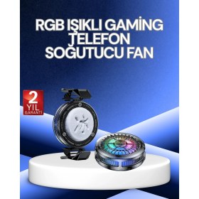 Resim Rgb Işıklı Telefon Soğutucu Fan Cooler Süper Hızlı Soğutma 