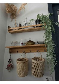 Resim 50 Cm Ahşap Baharatlık Kahve Köşesi Askılık Terek Ahşap 