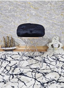 Resim Zafir Kare Krom Kaplama Siyah Puf & Bench - Puf Oturak - Bench - Ayak Ucu Oturak - Tabure - Makyaj Oturak Siyah 