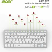 Resim Acer OKR220 Beyaz Multidevice Dual Mode 2.4ghz Bluetooth Klavye (Smart Tv)(Android) 
