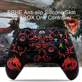 Resim BRHE Xbox One için Silikon Kontrol Cildi, Kaymaz Koruyucu Kapak Radyum Oyma Teknolojisi ile, Havalı Çin Ejderha Tasarımı, 2 Başparmak Tutma Kapakları Dahil, Yumuşak Kabuk Aksesuar Seti 