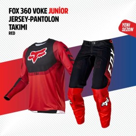 Resim Fox Kırmızı Siyah Çocuk Jersey Pantolon Takımı 