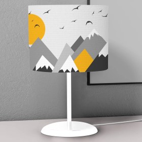 Resim instababyrooms Dağ Güneş ve Martı Desenli Çocuk Odası Dijital Baskılı Çocuk Odası Masaüstü Abajur Avize 
